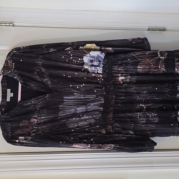 RYEGRASS BRAND WOMEN'S PLUS LONG SIZE BLACK FLORAL LINED DRESS SIZE XXL - Picture 1 of 16
